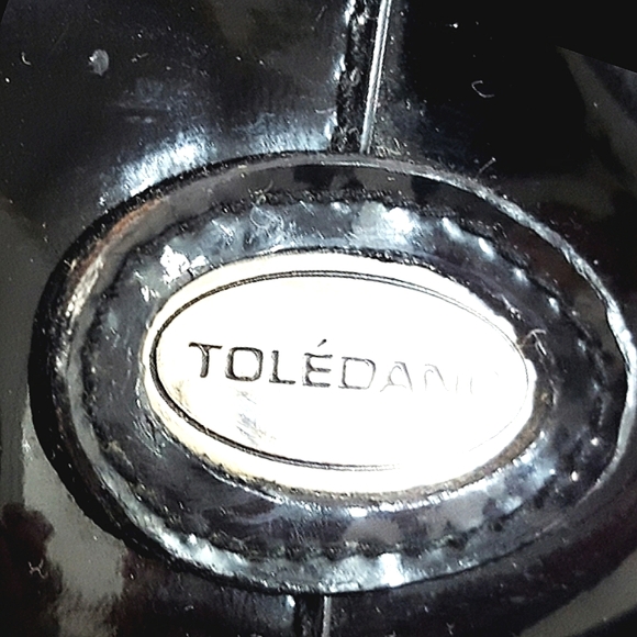 Toledano🖤Square Shape Backpack Bag Black Faux Patent Leathe - Picture 11 of 12